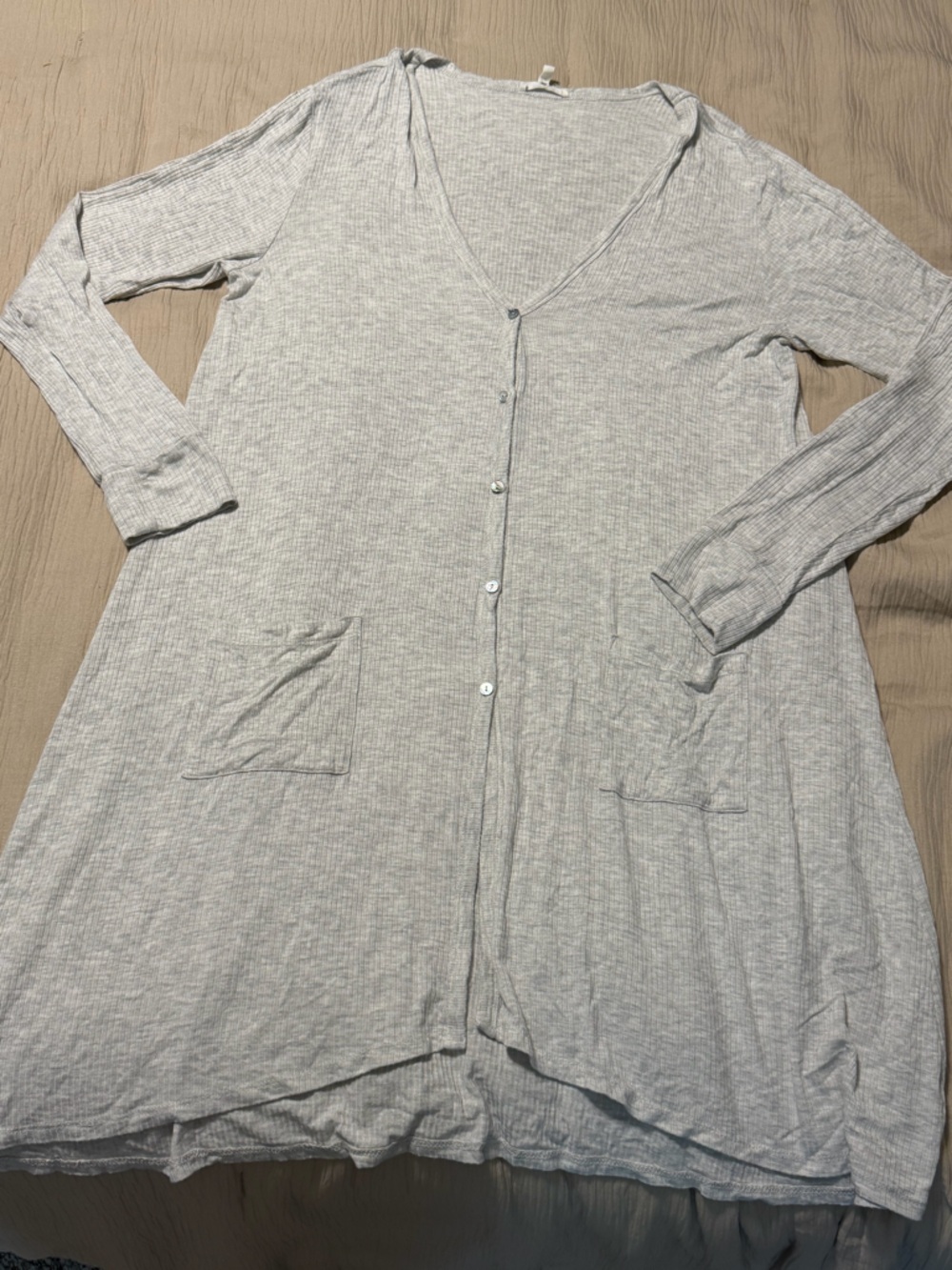 Maurices Light Gray Button-Up Knit Cardigan with Pockets